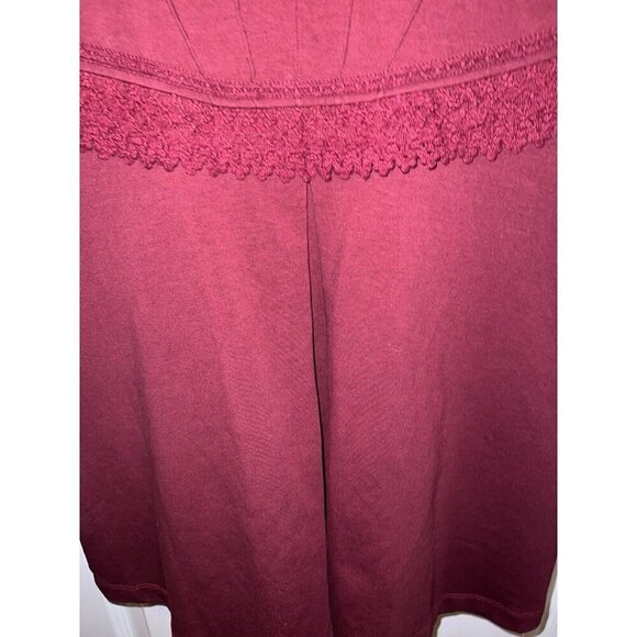 SOFT SURROUNDINGS Rachel Embroidered Burgundy Stretch Button Down Coat - Picture 12 of 15